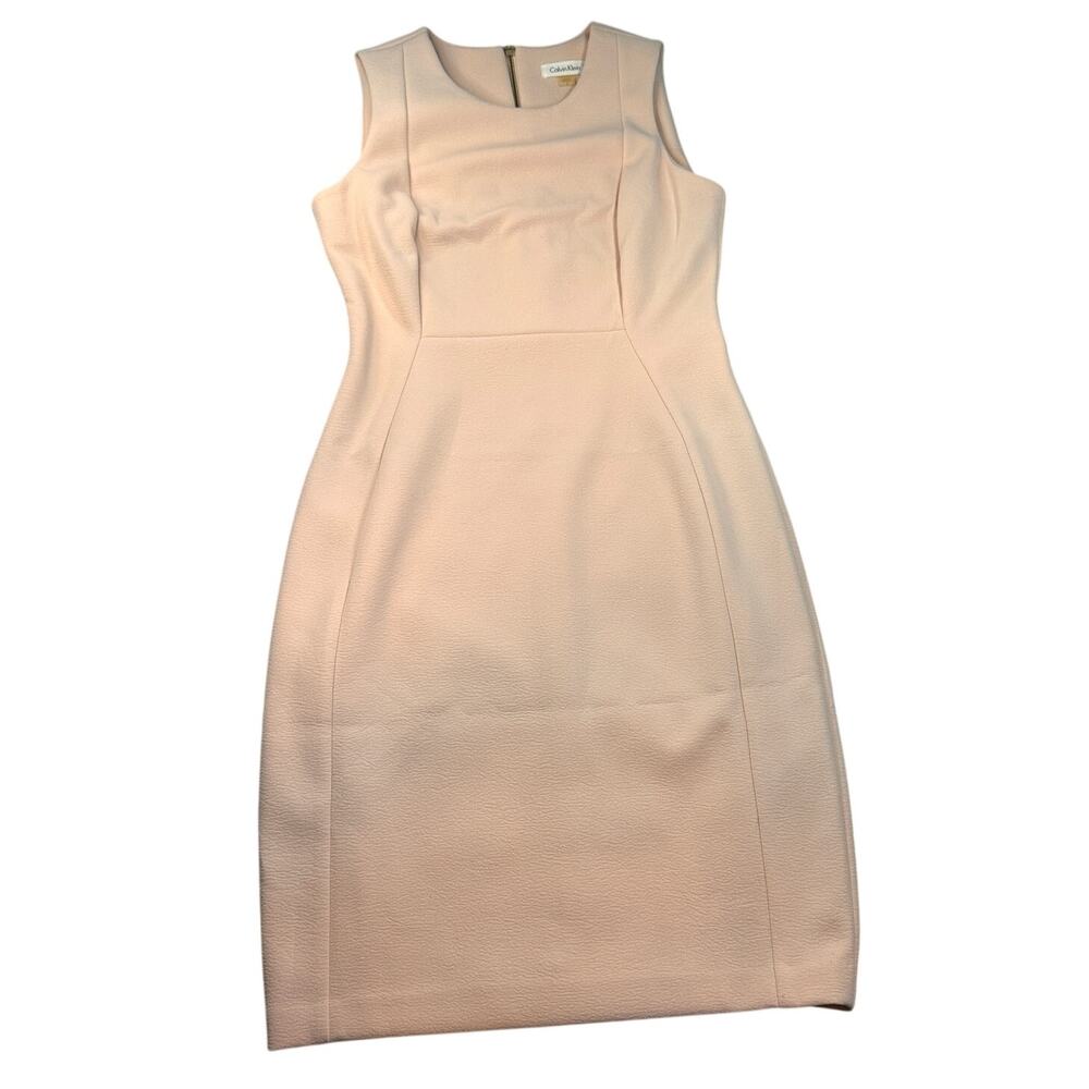 Calvin Klein Sheath Dress Blush Pink Gold Zipper 6